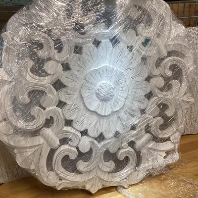 24 in wide floral white wooden wall décor