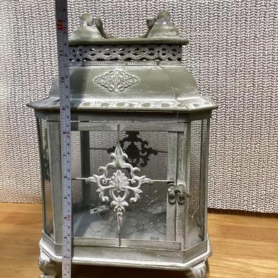 whitewash metal lantern with battery led light strips in it