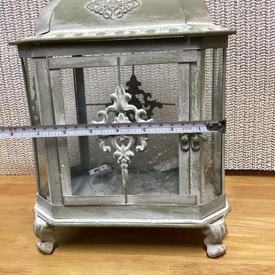 whitewash metal lantern with battery led light strips in it