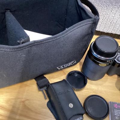 vintage Yashica camera and accessories