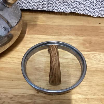 Brandani Italian faux wood soft touch 3.0 qt. whistling stainless steel kettle