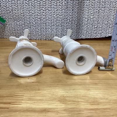 Vintage ceramic hot and cold faucet salt and pepper shakers