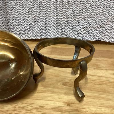 vintage enameled solid brass cloisonné egg trinket box with a stand. 