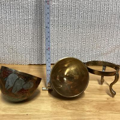 vintage enameled solid brass cloisonné egg trinket box with a stand. 