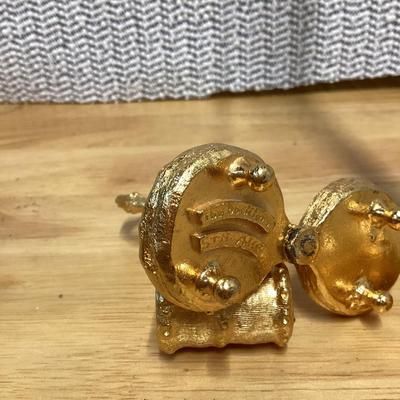 Vintage brass footed salt and pepper shaker set- tiny salt and pepper shakers