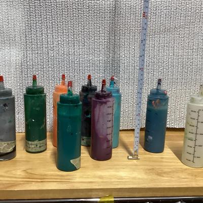 squeeze bottles of paint- unknown type of paint