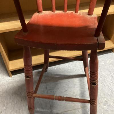 antique wooden high chair with swivel tray