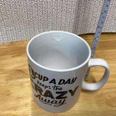 1 cup a day keeps the crazy away- oversized coffee cup
