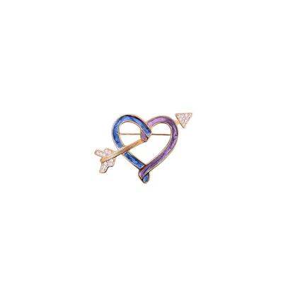 Sale Photo Thumbnail #45: Vintage Heart and Arrow Blue and Purple Enamel Brooch By Trifari