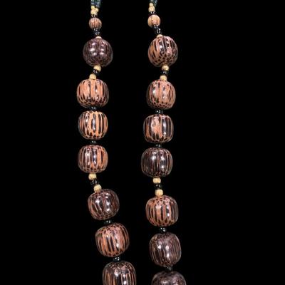 Sale Photo Thumbnail #47: Vintage Beaded Necklace with A Large Ornate Replica Coin Medallion Pendant.  Screw Latch
See Photo for size