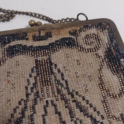 Vintage Beaded Bag and Antique Issue of Harper's Bazar Fashion Magazine (March 1914)