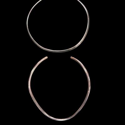 Sale Photo Thumbnail #62: Silvertone Collar Choker Necklaces Set of 2