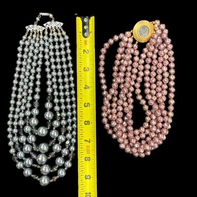 Sale Photo Thumbnail #69: Two Vintage Multi Strand Necklaces  Pink necklace by Carolee
See Photo for size
