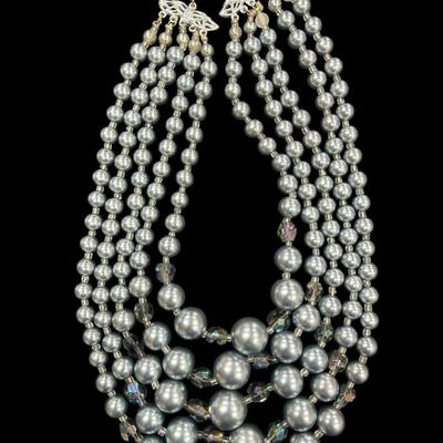 Sale Photo Thumbnail #71: Two Vintage Multi Strand Necklaces  Pink necklace by Carolee
See Photo for size