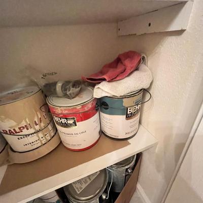 Lot 21 Closet of paint & supplies