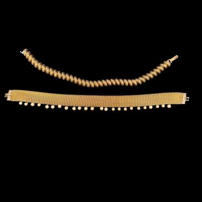 Sale Photo Thumbnail #87: Set Of Two Gold Tone Bib Necklaces