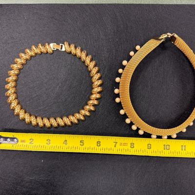 Sale Photo Thumbnail #85: Set Of Two Gold Tone Bib Necklaces