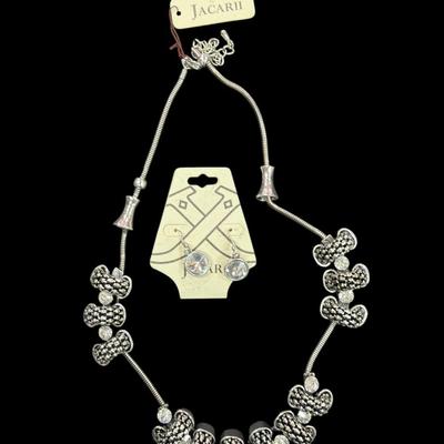 Sale Photo Thumbnail #155: Silver Toned Necklace and Matching earrings by Jacarii