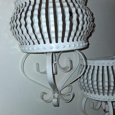 Sale Photo Thumbnail #177: White metal shelf Sconces.  Excellent condition