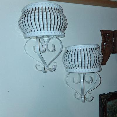 Sale Photo Thumbnail #176: White metal shelf Sconces.  Excellent condition