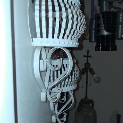 Sale Photo Thumbnail #178: White metal shelf Sconces.  Excellent condition