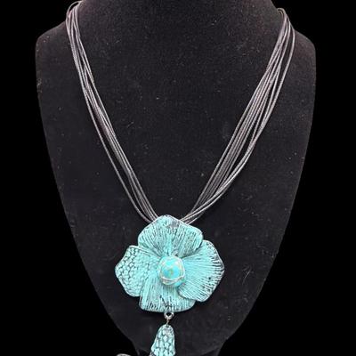 Sale Photo Thumbnail #180: Turquoise Style and Mixed Material Necklaces including a turquoise Flower Necklace