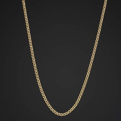Solid 14k Yellow Gold Filled 2.55 mm Mariner Link Chain Necklace for Men and Women