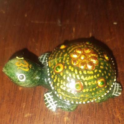 Natural Jade Meena Art Tortoise Statue, Prosperity