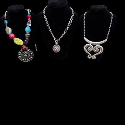 Sale Photo Thumbnail #196: Three Silver Toned Ladies Necklaces
