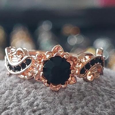 Beautiful black stone rose gold size 8
