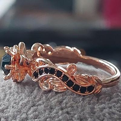 Beautiful black stone rose gold size 8