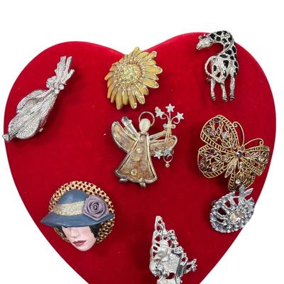 Sale Photo Thumbnail #224: Be Still My Heart Look at all the Brooches