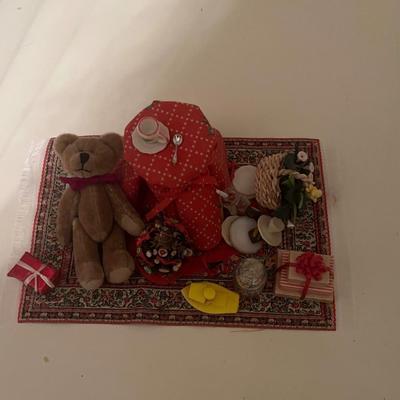 Doll items with rug