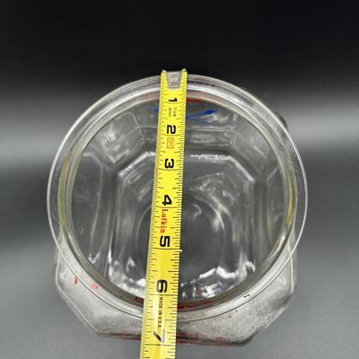 Vintage Eat Tom’s Peanut Butter Sandwiches Glass Countertop Display Jar w/ Lid