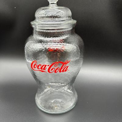 Vintage Coca-Cola Textured Glass Cookie Jar w/ Lid – Coke Advertising