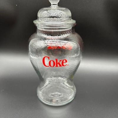 Vintage Coca-Cola Textured Glass Cookie Jar w/ Lid – Coke Advertising