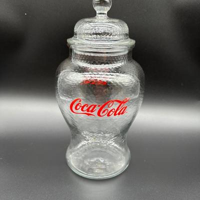 Vintage Coca-Cola Textured Glass Cookie Jar w/ Lid – Coke Advertising