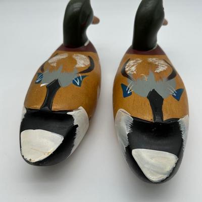 Pair of Vintage Hand-Carved Wooden Mallard Duck Decoys