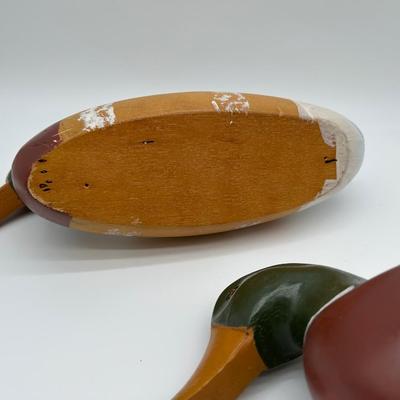 Pair of Vintage Hand-Carved Wooden Mallard Duck Decoys