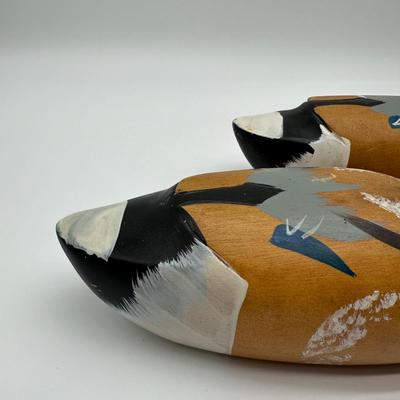 Pair of Vintage Hand-Carved Wooden Mallard Duck Decoys