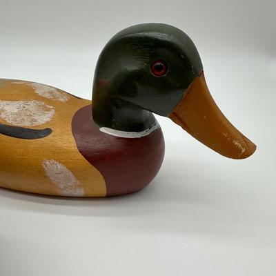 Pair of Vintage Hand-Carved Wooden Mallard Duck Decoys