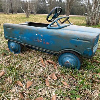 Vintage Steel Pedal Car Convertible – Original Blue Paint (Maverick Western Flyer)
