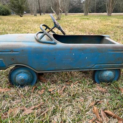 Vintage Steel Pedal Car Convertible – Original Blue Paint (Maverick Western Flyer)