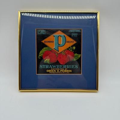 Framed Vintage Strawberry Crate Label – Diamond “P” Brand – Ponchatoula, LA
