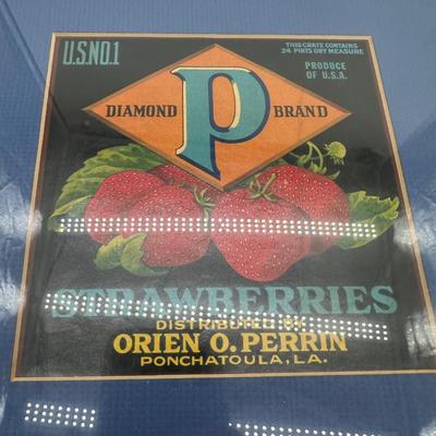 Framed Vintage Strawberry Crate Label – Diamond “P” Brand – Ponchatoula, LA