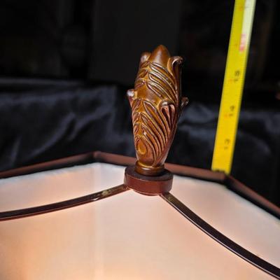 Vintage Victorian-Style Beaded Fringe Accent Table Lamp with Fabric Shade