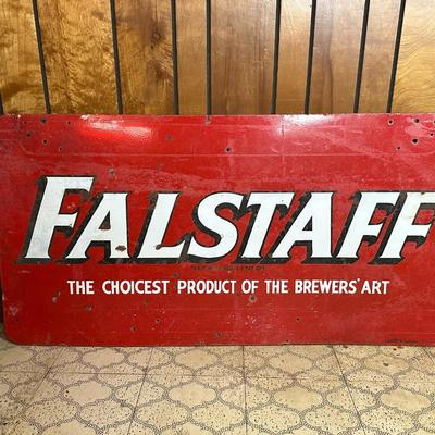 Large Vintage Falstaff Beer Metal Advertising Sign