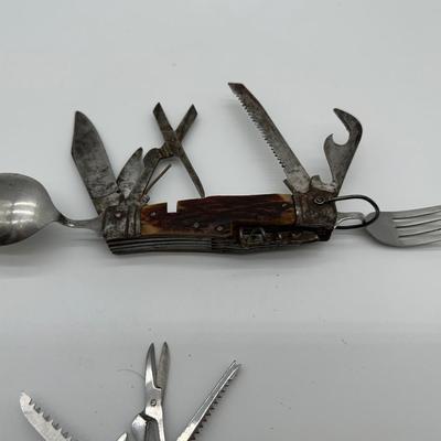 Vintage Camping / Scout Multi-Tool Pocket Knife Lot (2 Knives)