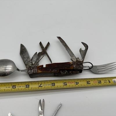 Vintage Camping / Scout Multi-Tool Pocket Knife Lot (2 Knives)