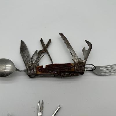 Vintage Camping / Scout Multi-Tool Pocket Knife Lot (2 Knives)